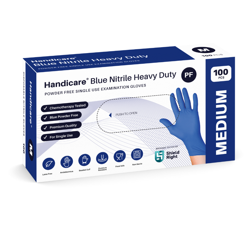 HandiCare Heavy Duty Blue Nitrile Examination Gloves
