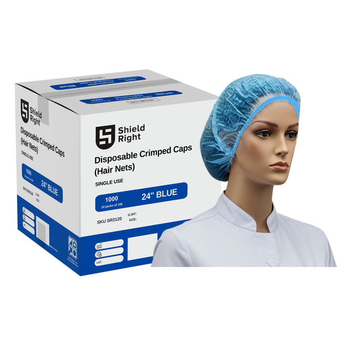 Crimped Hairnets 24 inch, Blue