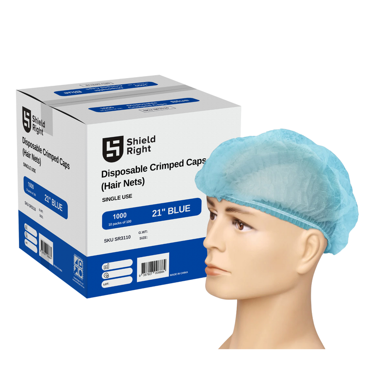 Crimped Hairnets 21 inch, Blue