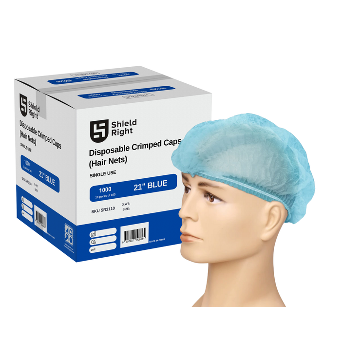Crimped Hairnets 21 inch, Blue