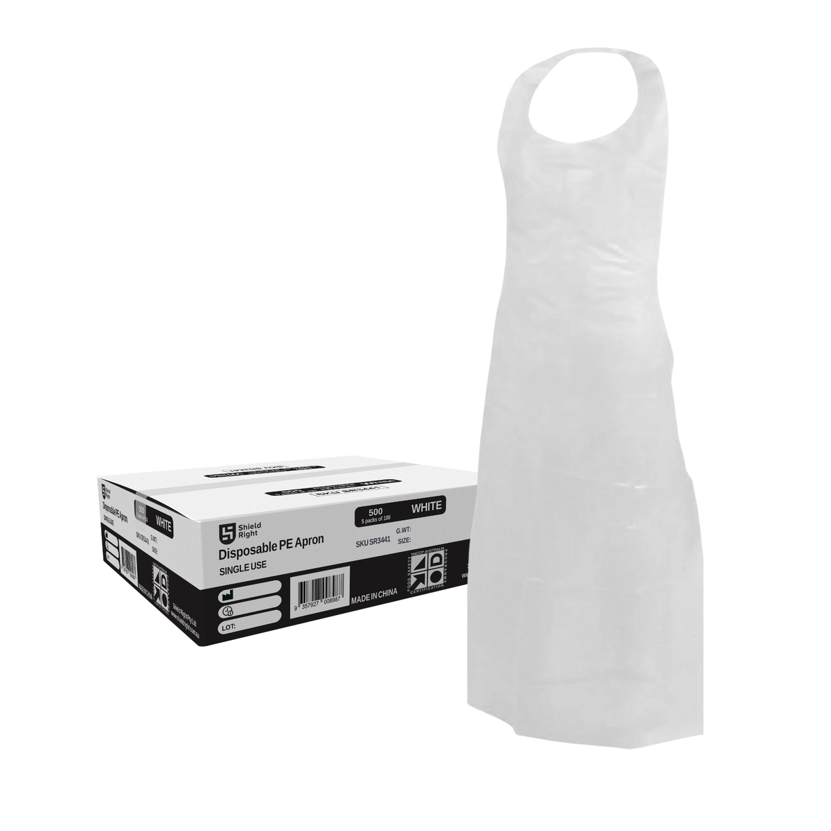 LDPE Disposable Aprons White — Shield Right