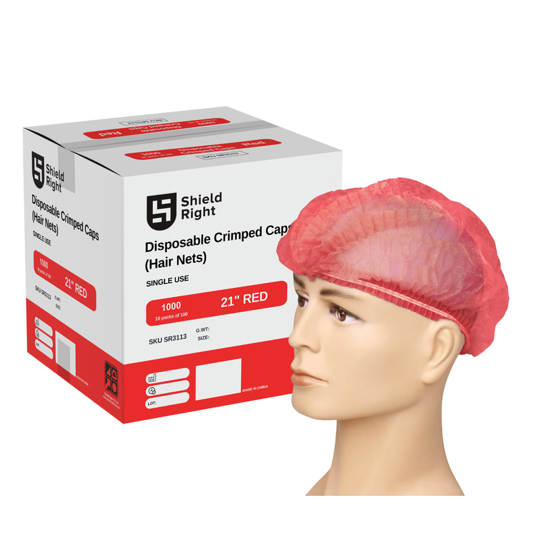 Crimped Hairnets 21 inch, Red