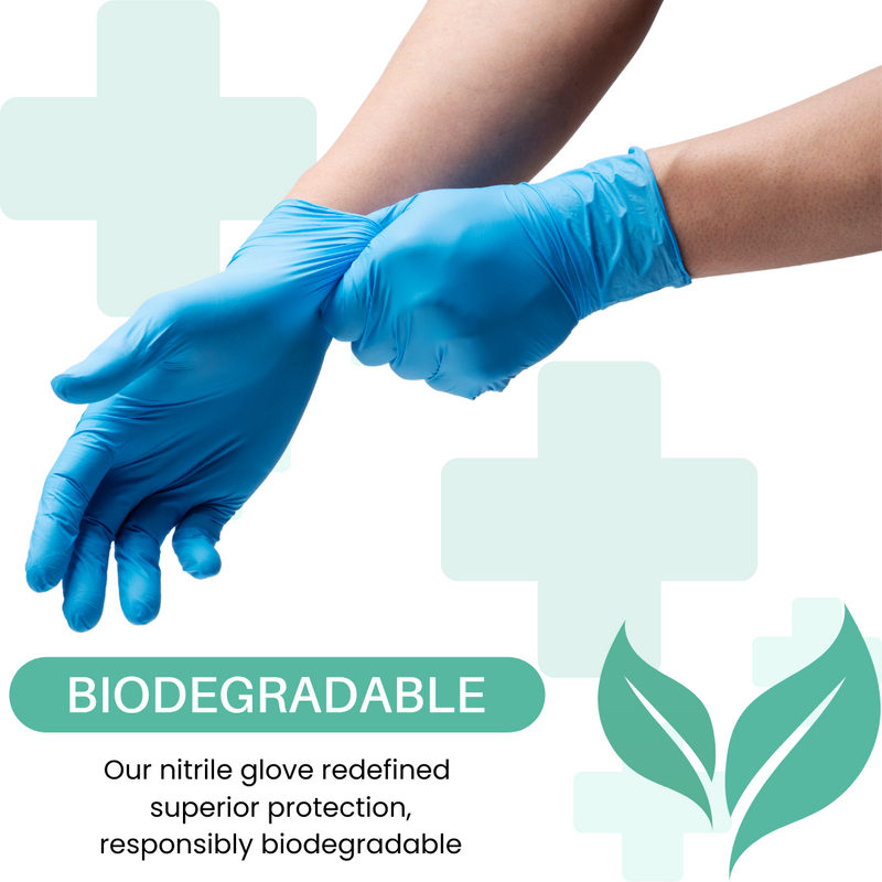 HandiCare Biodegradable Blue Nitrile Examination Gloves – 200 Pack