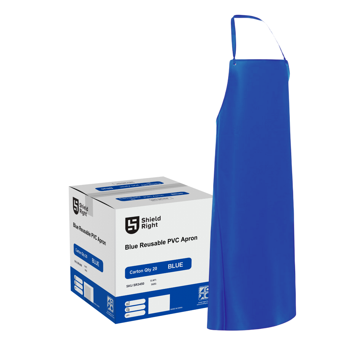 Blue PVC Full-length Apron- Reusable — Shield Right