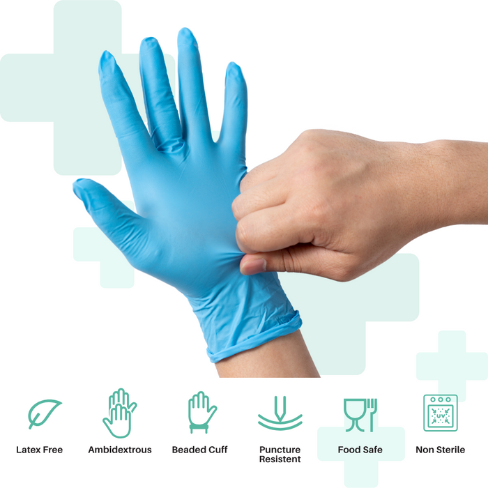 HandiCare Biodegradable Blue Nitrile Examination Gloves – 200 Pack