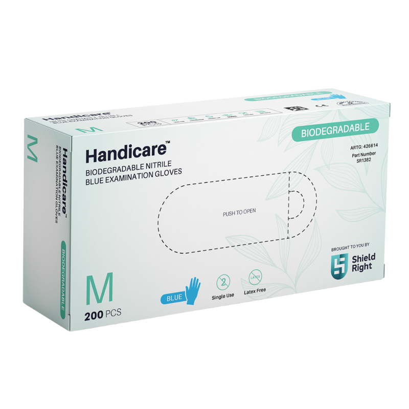 HandiCare Biodegradable Blue Nitrile Examination Gloves – 200 Pack