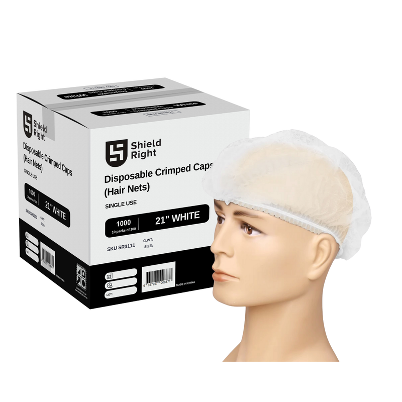 Crimped Hairnets 21 inch, White