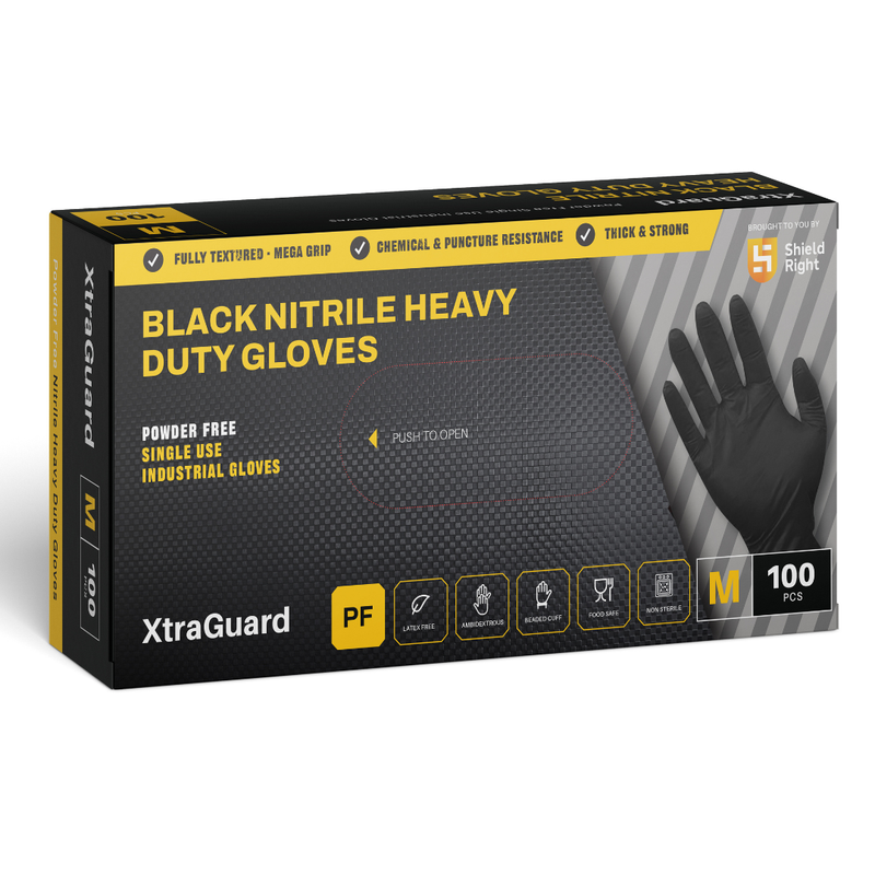 XtraGuard Black Nitrile Heavy Duty Disposable Gloves