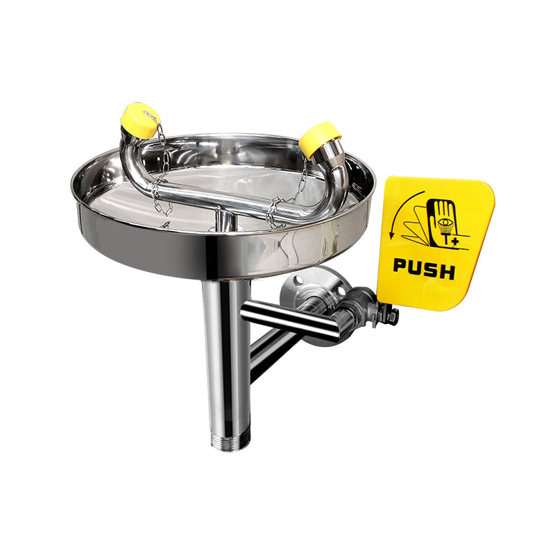 Emergency Stainless Steel Wall-Mounted Eye Wash with Bowl, Hand Lever