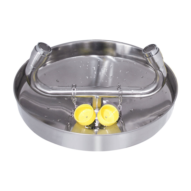 Emergency Stainless Steel Wall-Mounted Eye Wash with Bowl, Hand Lever
