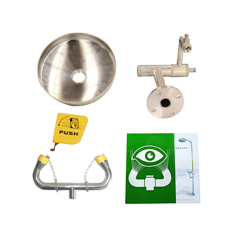 Emergency Stainless Steel Wall-Mounted Eye Wash with Bowl, Hand Lever