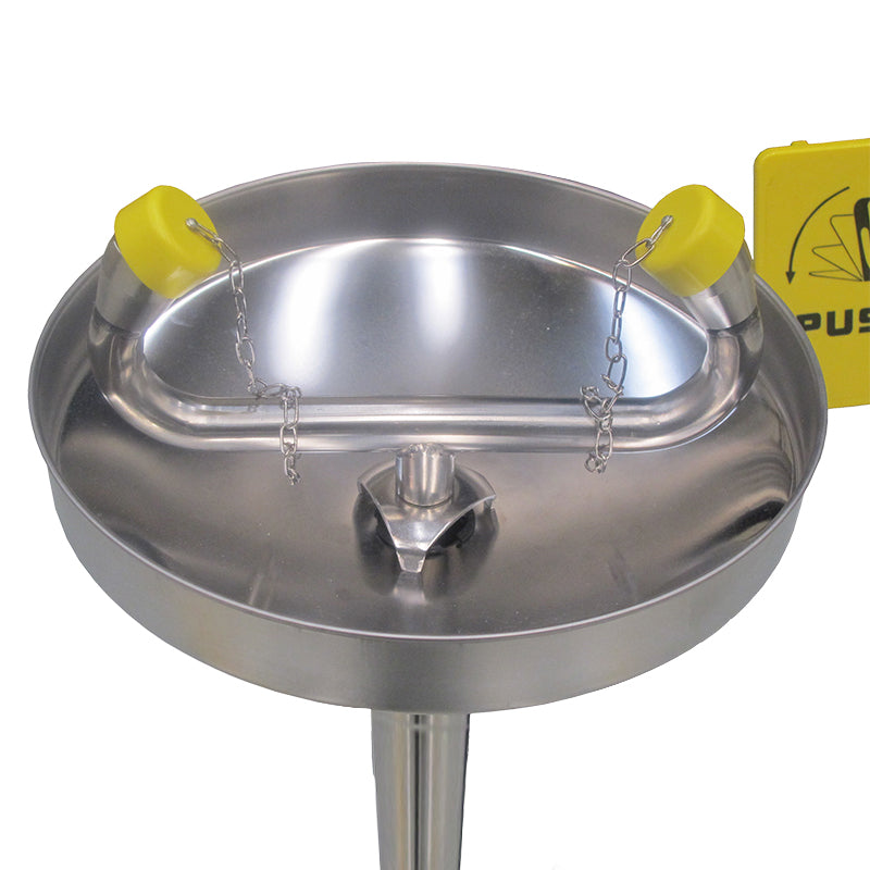 Emergency Stainless Steel Floor-Mounted Eye Wash with Bowl, Foot Pedal