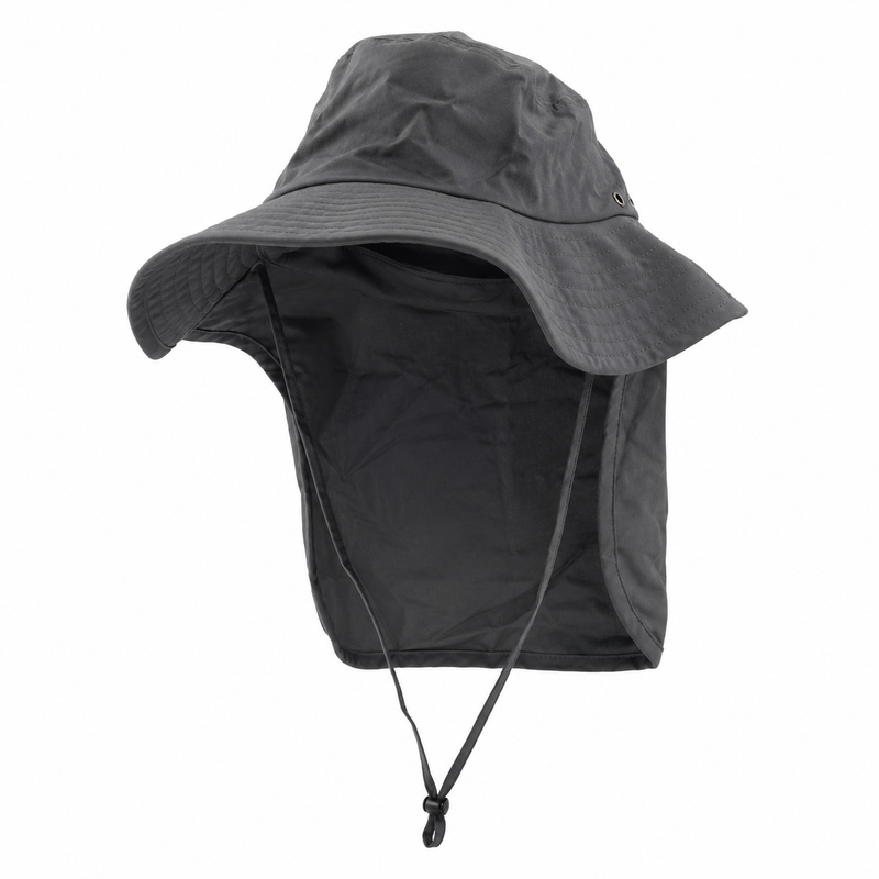 Sun Hat With Neck Cover — Wide Brim, UV Safe, Adjustable, One Size Fits Most (Navy, Khaki, Grey)