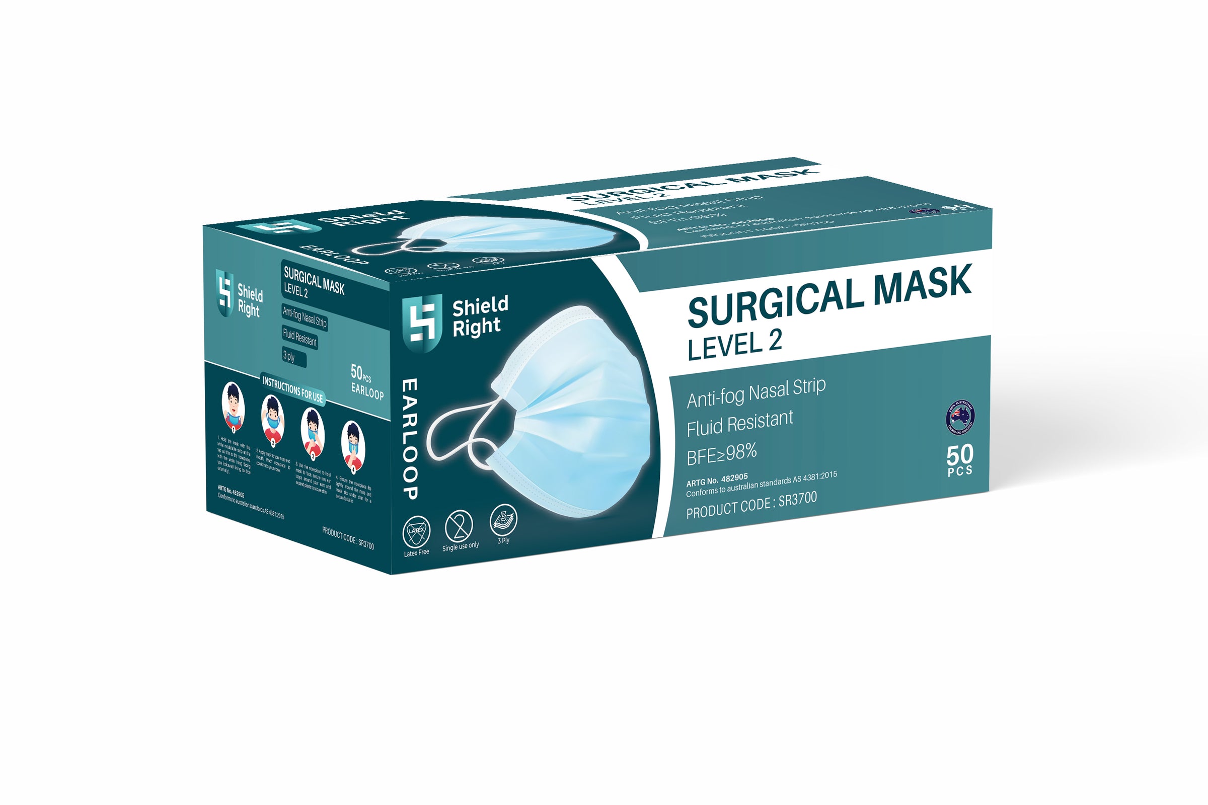 Level Set Mask Level 2 Surgical Face Masks - Ear-Loops — Shield Right