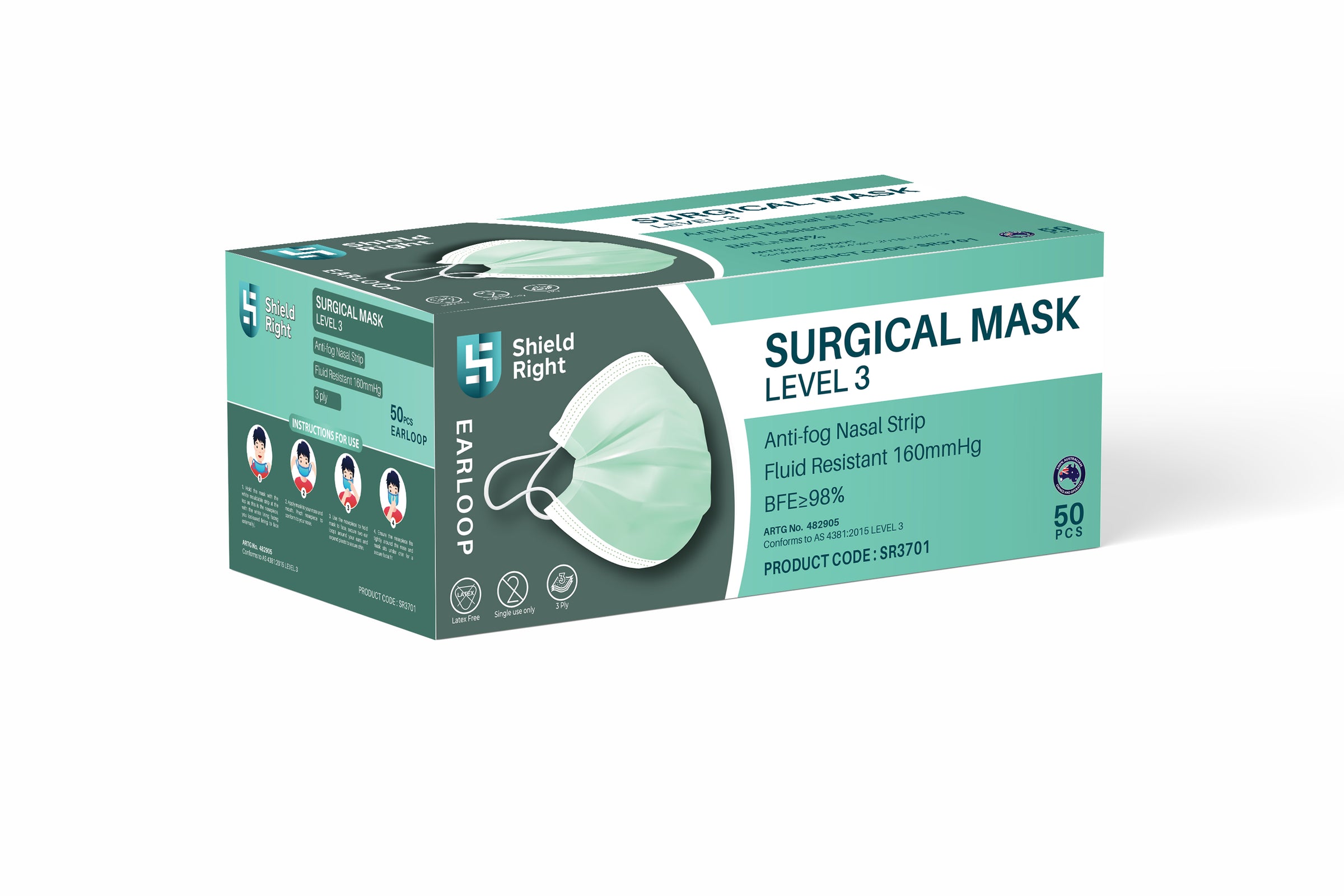 Level Set Mask Level 3 Surgical Face Masks - Ear-Loop — Shield Right