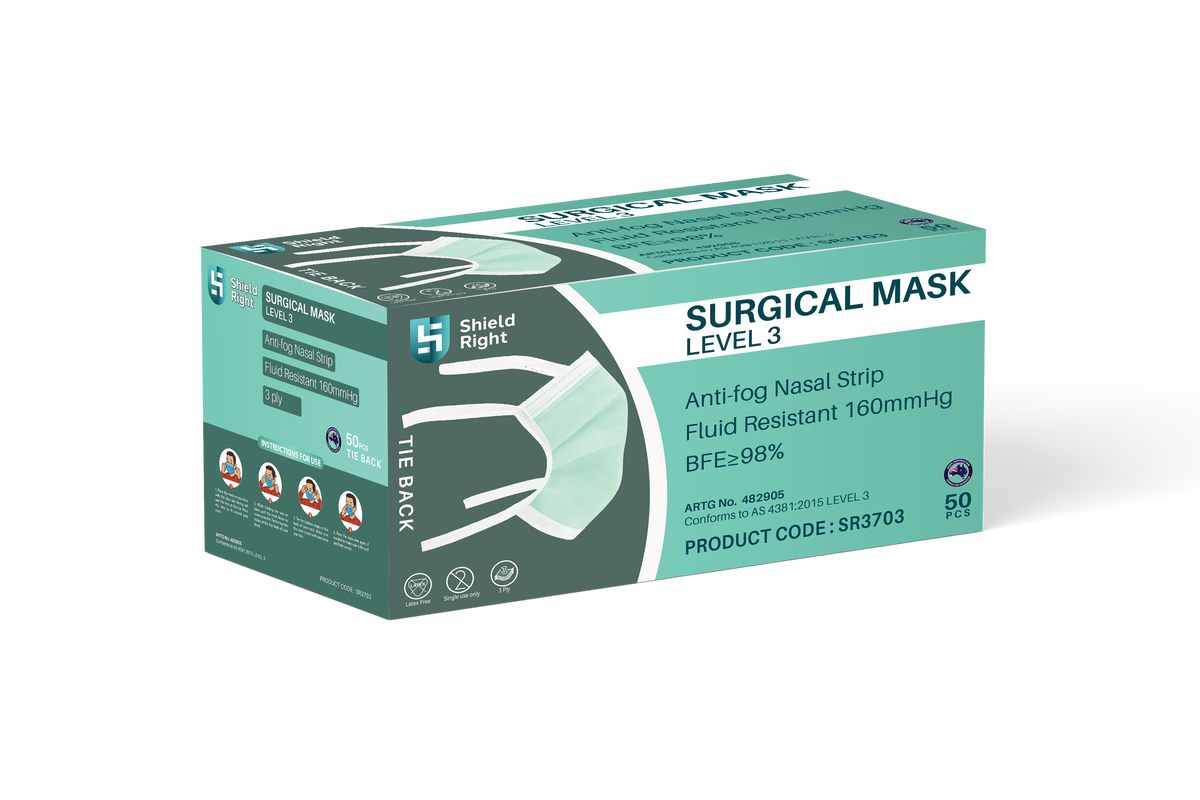 Level 3 Surgical Face Masks - Tie-Back — Shield Right