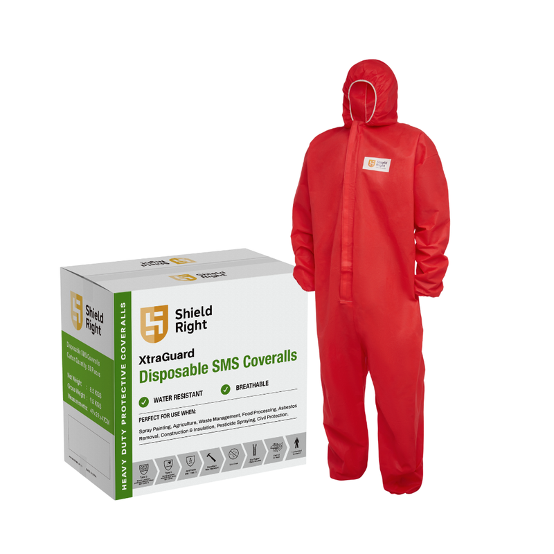 SMS Coveralls Non-Woven Type 5/6 Coveralls, Red