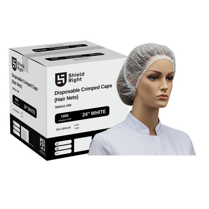 Crimped Hairnets 24 inch, White