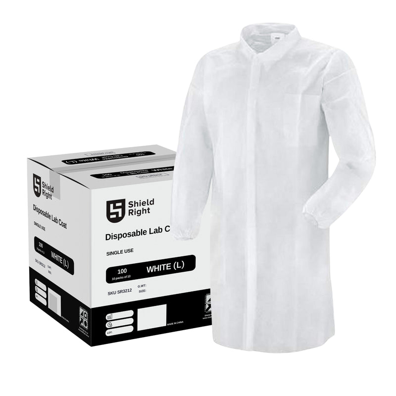 Disposable Lab Coats Non Woven Double Stitched- White