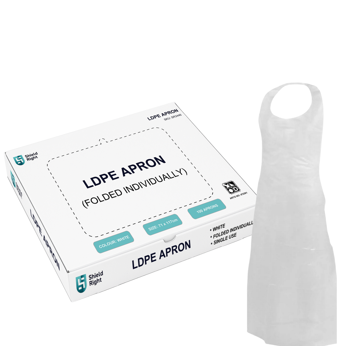LDPE Disposable Aprons Dispenser Box, White — Shield Right