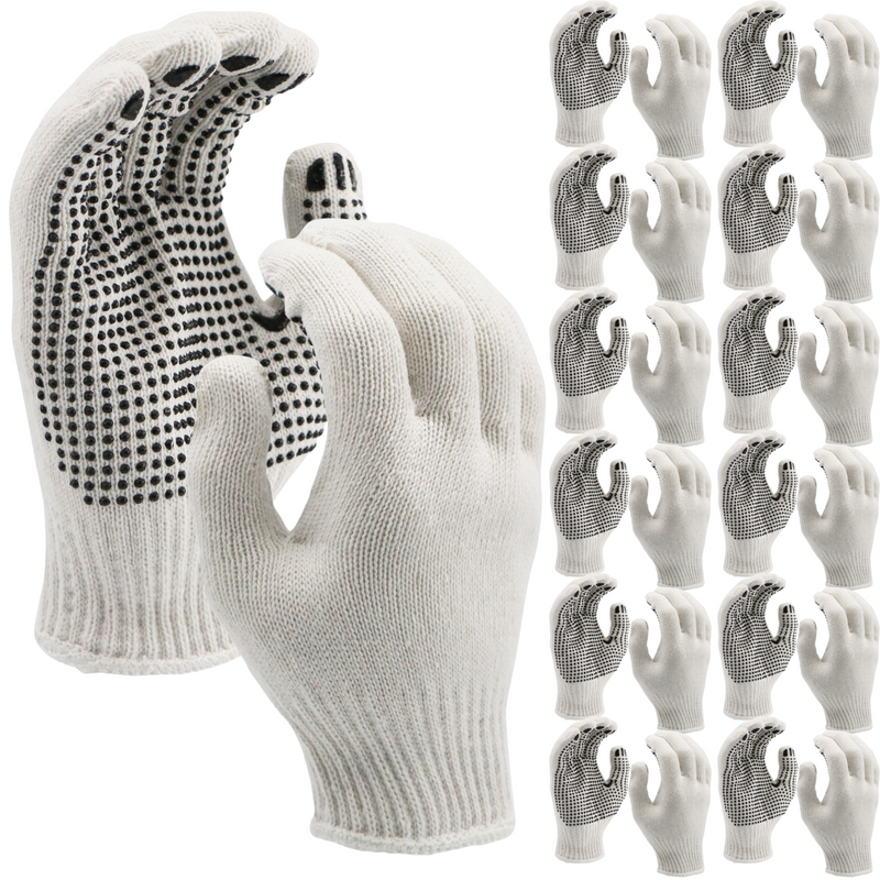 Shield Right Knitted Poly/Cotton Gloves With PVC Dots - 12 Pairs