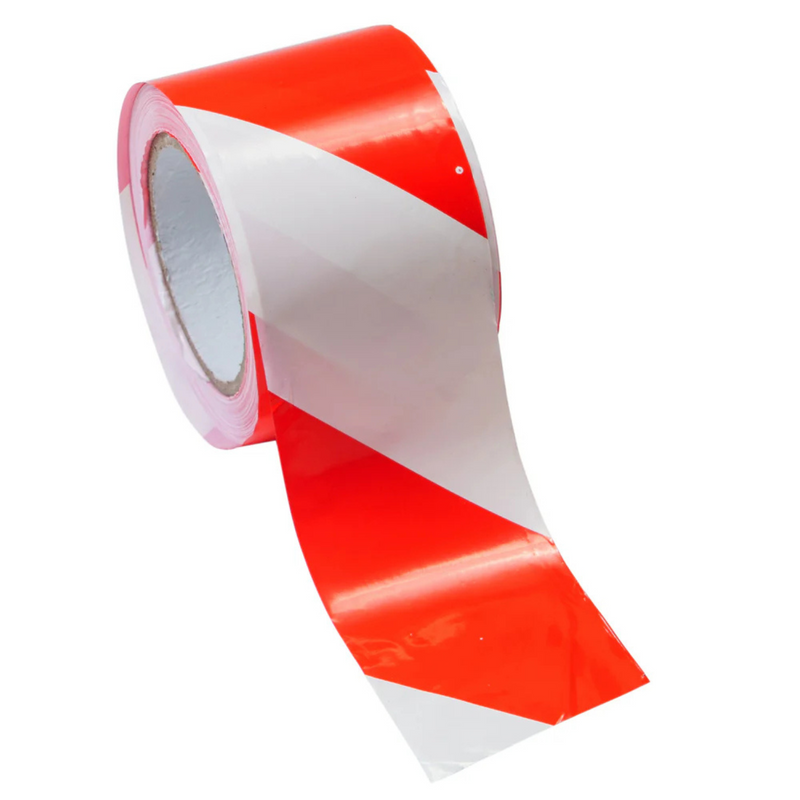 Barricade Tape - Red/White 75mm x 100 Metres