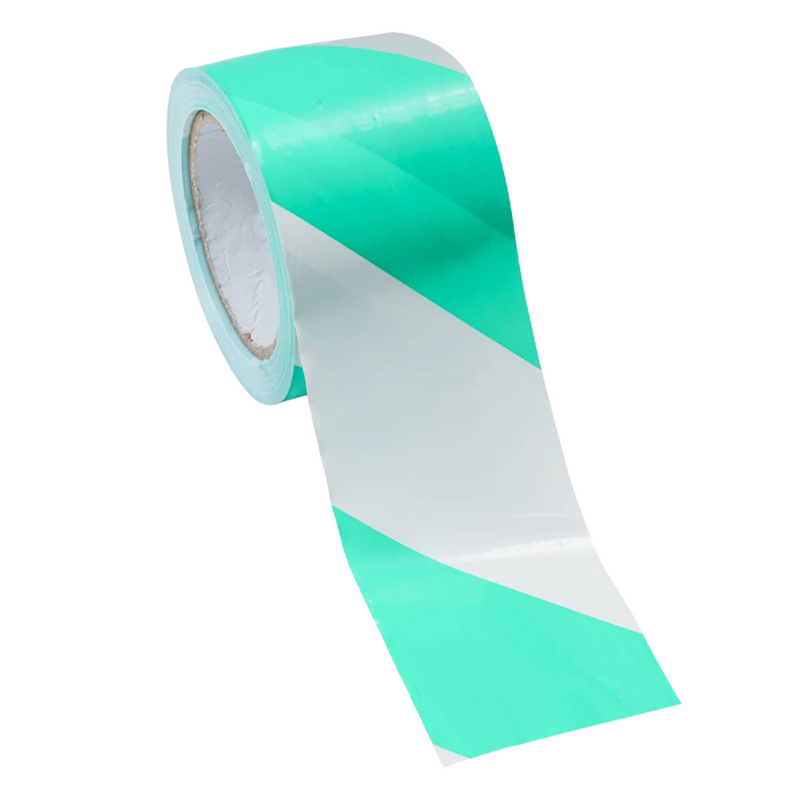 Barricade Tape - Green & White 75mm x 100 Metres
