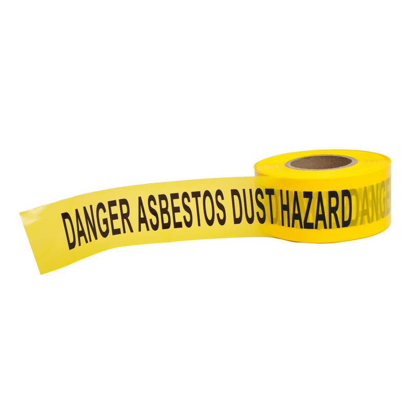 Danger Asbestos Dust Hazard Barrier Tape - 75mm x 100 Metres