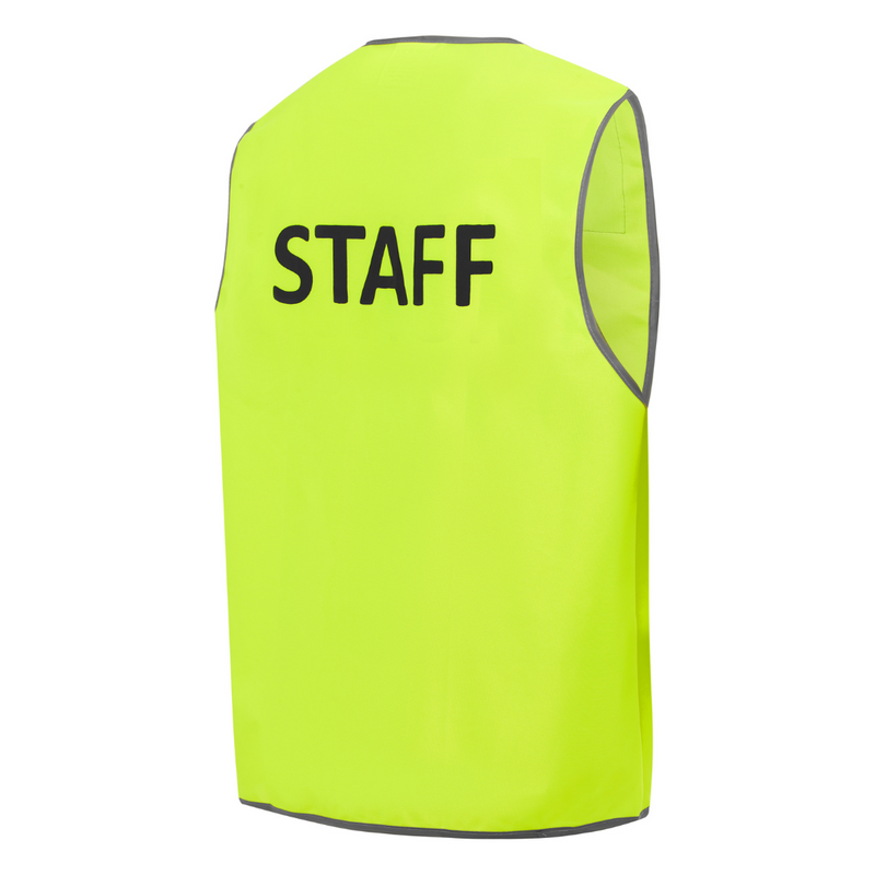 Hi Vis Yellow Day Safety Vest, "STAFF" , VISITOR
