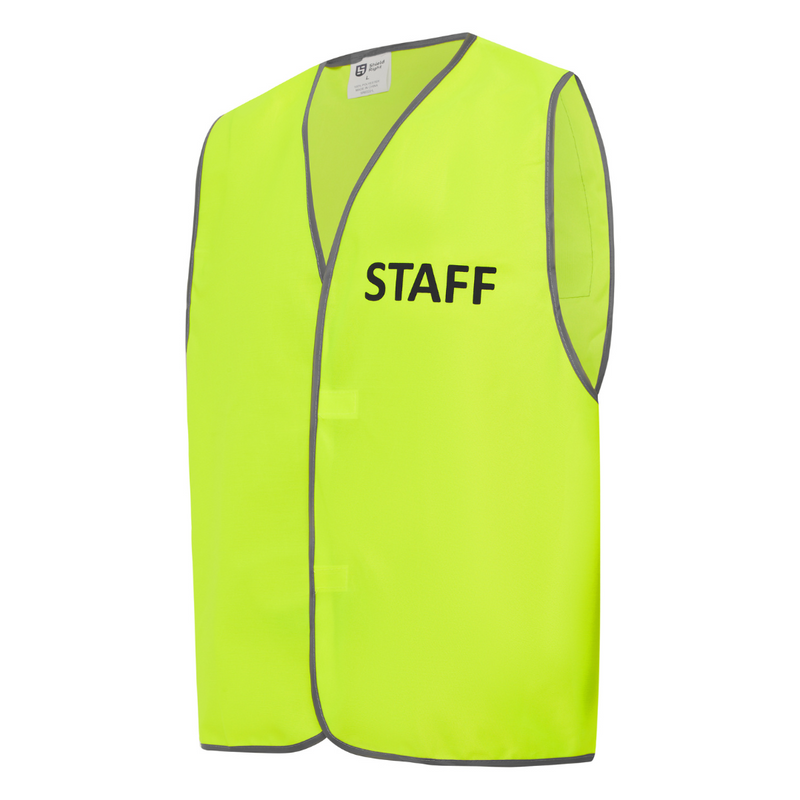 Hi Vis Yellow Day Safety Vest, "STAFF" , VISITOR