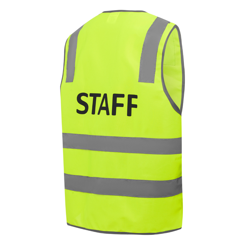 Hi Vis Reflective Yellow Day And Night Safety Vest, "STAFF" ,"VISITOR" ,"SECURITY"