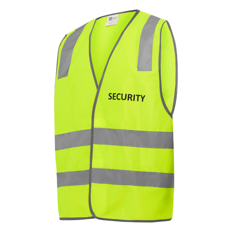 Hi Vis Reflective Yellow Day And Night Safety Vest, "STAFF" ,"VISITOR" ,"SECURITY"