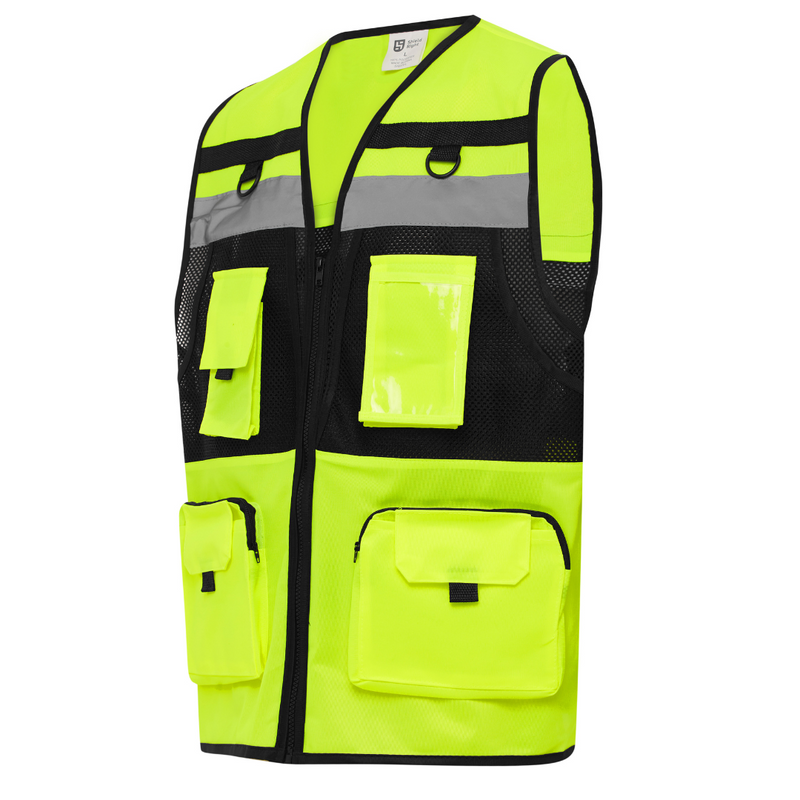 Premium Hi-Vis Reflective Safety Vest – Zip Pockets & Mesh Back