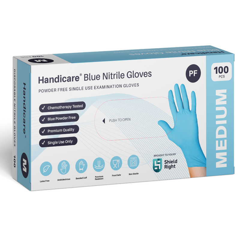 HandiCare Blue Nitrile Powder Free Examination Gloves