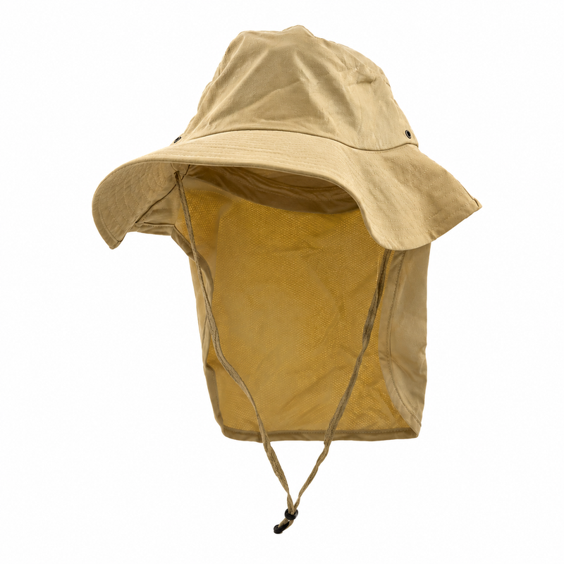 Sun Hat With Neck Cover — Wide Brim, UV Safe, Adjustable, One Size Fits Most (Navy, Khaki, Grey)
