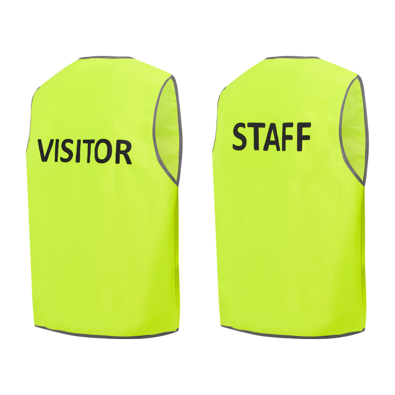 Hi Vis Yellow Day Safety Vest, "STAFF" , VISITOR